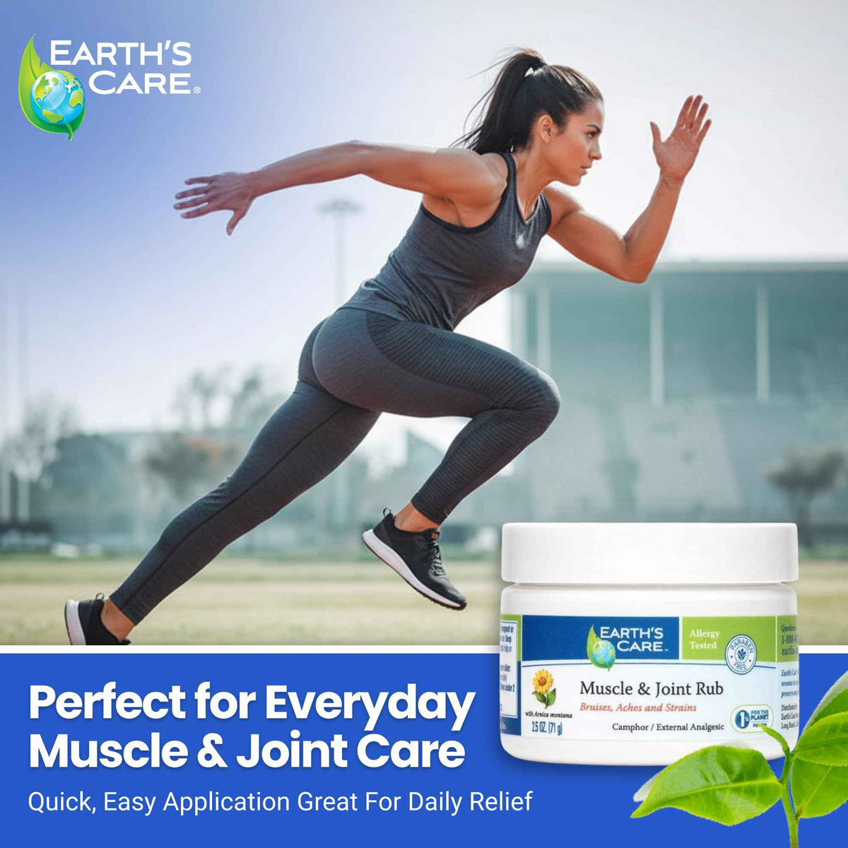 Earth's Care Muscle & Joint Rub - for Sore Muscles, Bruises, Aches and Strains - 2.5 OZ.