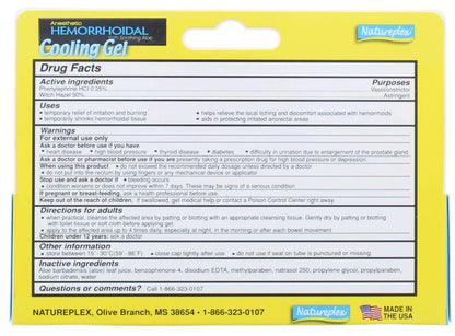 Natureplex Anesthetic Hemorrhoidal Cooling Gel 0.9 oz (2 Pack) – Witch Hazel & Phenylephrine, Soothing Aloe Formula for Temporary Itching, Burning & Swelling Relief - Made in USA NatureplexBuy Supplements Australia