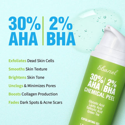 Ebanel Bundle of 30% AHA 2% BHA Chemical Peel and 10 Pack Collagen Face Mask