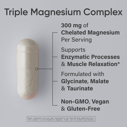 Sports Research® Chelated Triple Magnesium Complex with Glycinate, Taurinate & Malate (Chelamax®) for Enhanced Bioavailability* - 300 mg per Serving, Non-GMO, Certified Vegan, 120 Veggie Capsules Sports Research buy supplements Au