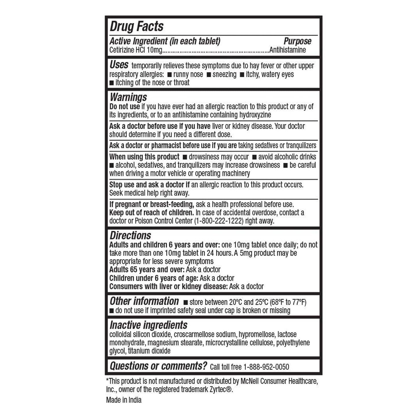HealthA2Z® Allergy Relief, Cetirizine 10mg, Dye Free, All Day Allergy Relief, Indoor & Outdoor, Relief from Itchy Throat, Sneezing, Runny Noses, 300 Count (Pack of 1), HealthA2Z buy supplements Au