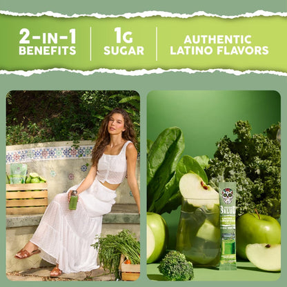 Salud 2-Pack | 2-in-1 Greens Powder + Superfood Drink Mix Packets, Green Apple & Peach Mango, 15 Servings Each, 20+ Fruits and Veggies, Supports Digestive Health, Bloating Relief