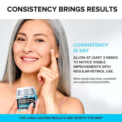 Anti-Aging Face Moisturizer with Retinol, Collagen & Hyaluronic Acid - Made in USA - Moisturizer Face Cream for Women & Men - Firming & Hydrating Neck Cream - Day & Night Skin Care - 1.7 fl oz