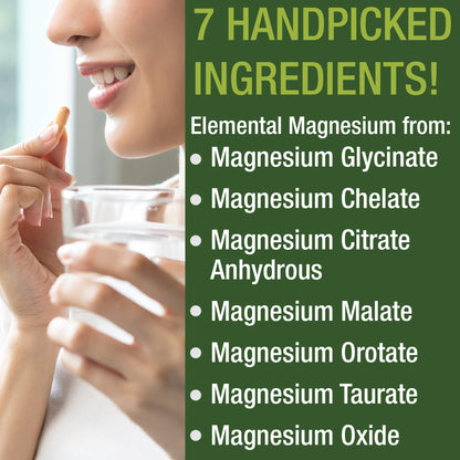 Magnesium Glycinate + Citrate + Malate + Chelate + Orotate + Taurate + Oxide. 7 Forms of Magnesium Complex. 500mg Supplement Capsules for Women & Men. 2 Pills for Sleep, Leg Cramps, Muscles Peak Performance buy supplements Au