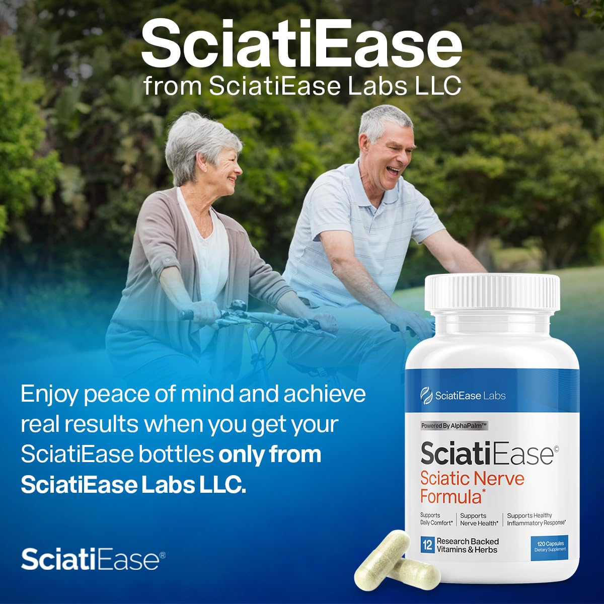 SciatiEase Sciatic Nerve Health Support Supplement - Nerve Support Formula with AlphaPalm, Pea, Vitamin B Complex, Alpha Lipoic Acid 300mg - 3 Bottles SciatiEaseBuy Supplements Australia