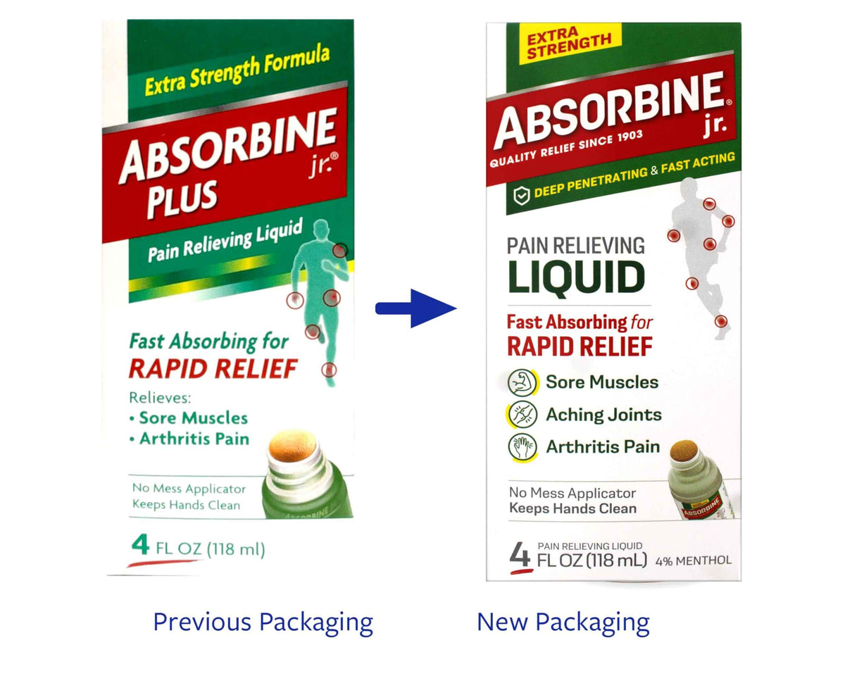 ABSORBINE JR. Extra Strength Pain Relieving Liquid, for Muscle, Joints, Arthritis Pain, with No-Mess Applicator, 4 Oz (Pack of 3)
