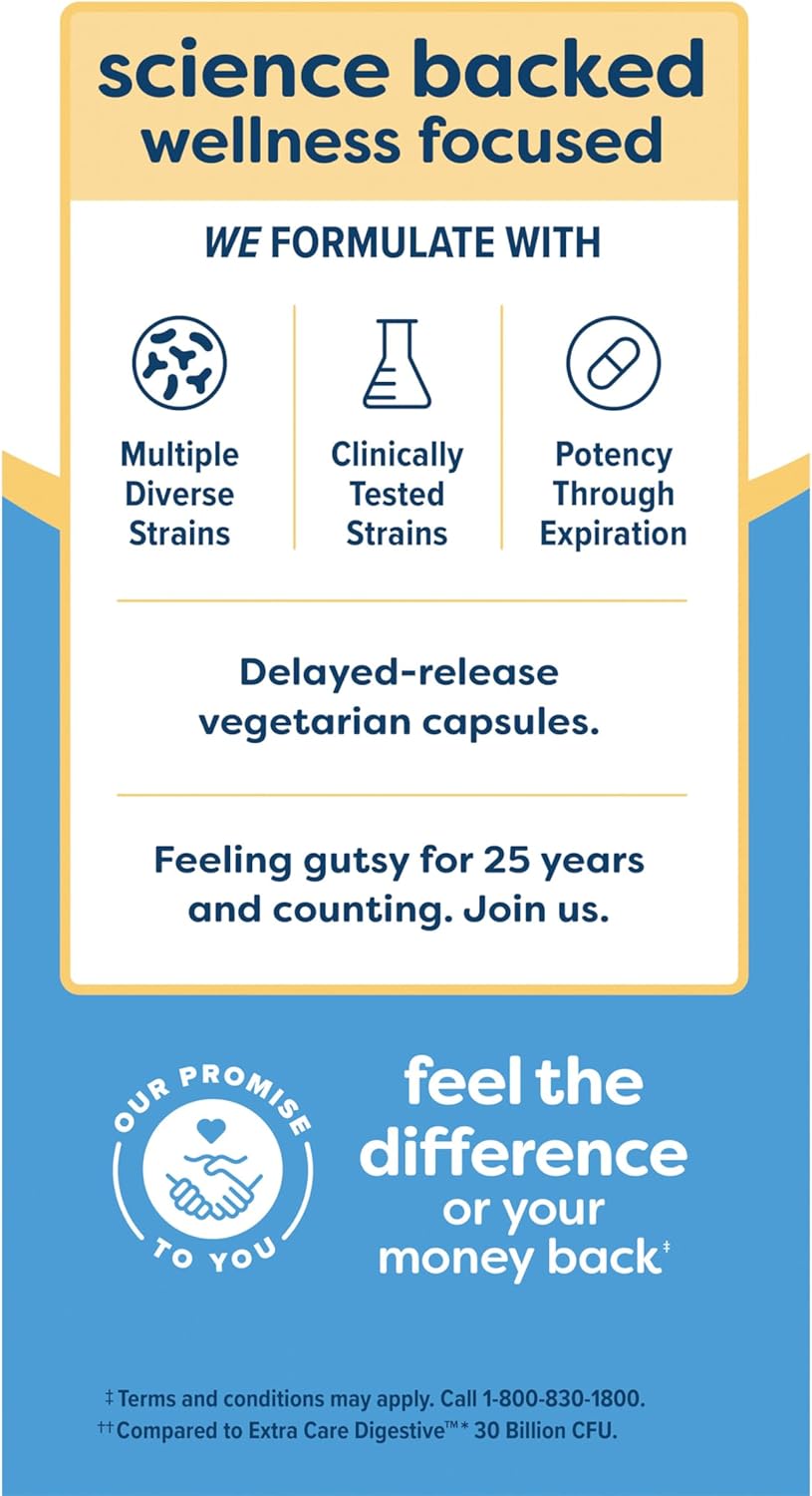 Renew Life Extra Care Digestive Probiotic 50 Billion CFU | 90 Vegetarian Capsules | Supports Digestive, Immune & Respiratory Health | Dairy, Soy and Gluten Free Supplement