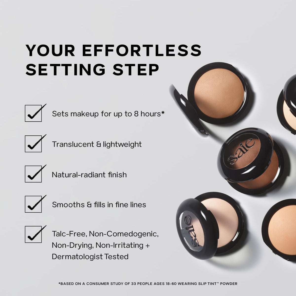 Saie Slip Tint Baked Setting Powder - Translucent Powder for Face Makeup with a Natural-Radiant Finish - Blurs, Brightens & Smooths Complexion - Translucent 2 - Light to Medium (0.24 oz) SaieBuy Supplements Australia