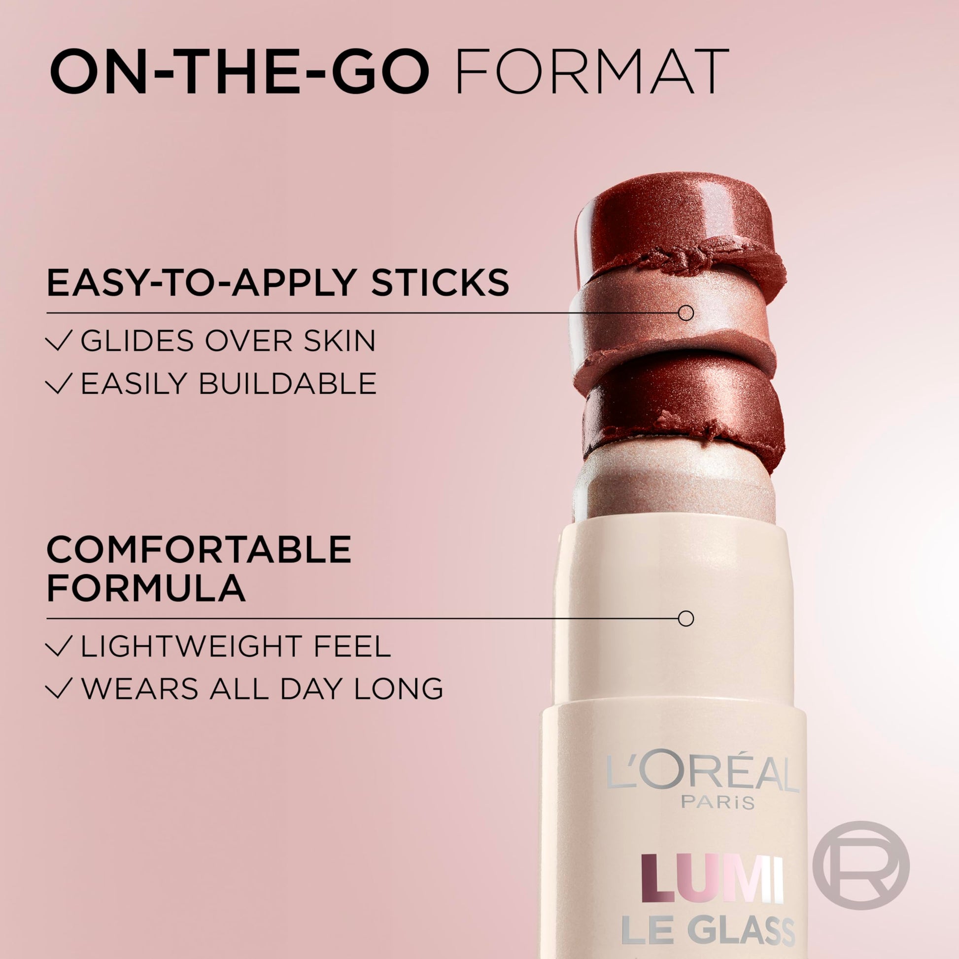 L'Oreal Paris True Match Lumi Le Glass Highlighter Stick, Reflective, Translucent, Glassy Highlighter for Face and Body, 620 Pink Ballet, 0.17 Oz L'Oreal ParisBuy Supplements Australia
