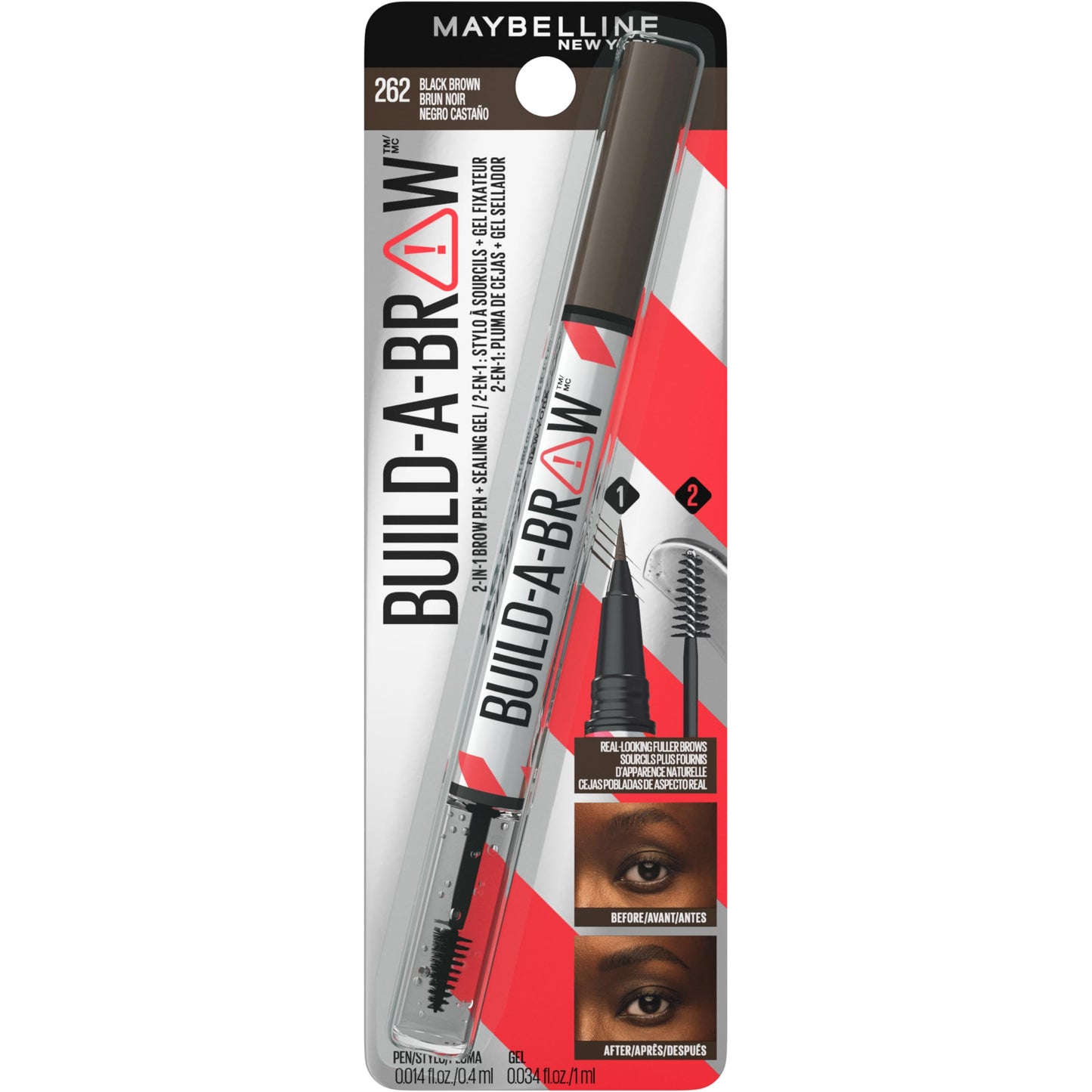 Maybelline Build-A-Brow 2-in-1 Brow Pen and Sealing Eyebrow Gel, Eyebrow Makeup for Real-Looking, Fuller Brows, Black Brown, 1 Count MAYBELLINEBuy Supplements Australia