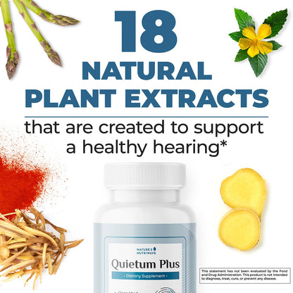 Quietum Plus – Herbal Extract Capsules – 60 Ct, 1 Month Supply | Plant-based capsules with herbal extracts | Non-GMO, GMP Certified | Easy-to-swallow daily capsule