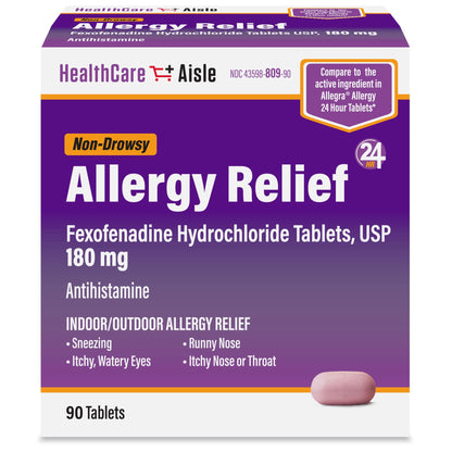 HealthCareAisle Allergy Relief - Fexofenadine Hydrochloride Tablets USP, 180 mg, 90 Tablets, Allergy Medication, Non-Drowsy 24-Hour Relief HealthCareAisle buy supplements Au