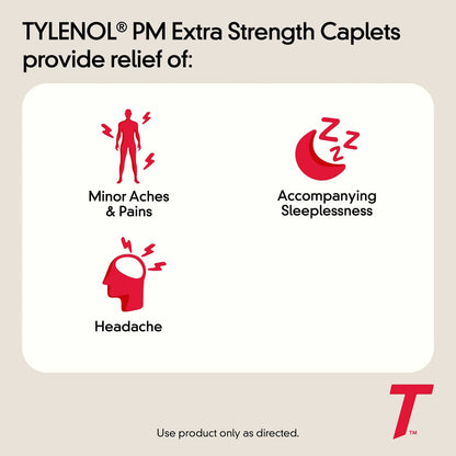 Tylenol PM Extra Strength Nighttime Pain Reliever & Sleep Aid Caplets, Fast, Strong Pain Relief, 500 mg Acetaminophen & 25 mg Diphenhydramine HCl, Non-Habit Forming Medicine for Aches & Cramps, 100 Ct TylenolBuy Supplements Australia