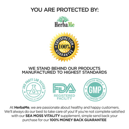 HerbaMe Organic Irish Sea Moss with Bladderwrack, Burdock Root & Black Pepper Extract, 150 Capsules, Thyroid Support, Natural Iodine Source, Promotes Immune System, Cell Food, Alkaline Supplement HerbaMe buy supplements Au