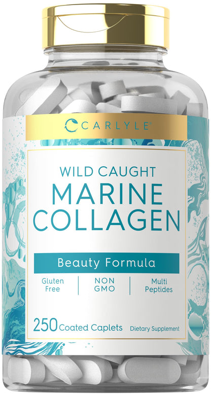 Carlyle Marine Collagen for Hair Skin and Nails | 250 Caplets | Peptides for Women and Men | Type I with Calcium | Non-GMO & Gluten Free Carlyle buy supplements Au