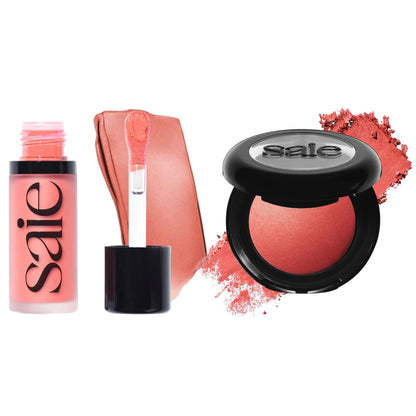 Saie Cheek Flush Duo - Dew Liquid Blush (.40 oz, Poppy), SuperSuede Baked Powder Blush (.01 oz, Stella) - Layerable, Skin-Nourishing Blushes for a Seamless Radiant Finish SaieBuy Supplements Australia