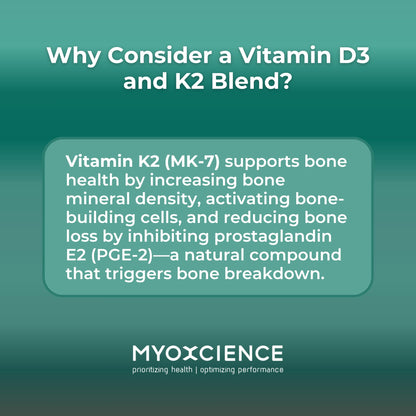 MYOXCIENCE Vitamin D3 + K2 Essential Micronutrients | Vitamin D3 5,000 IU | Vitamin K2 as MK-7 90 mcg (90 Vegetarian Capsules) MYOXCIENCE buy supplements Au