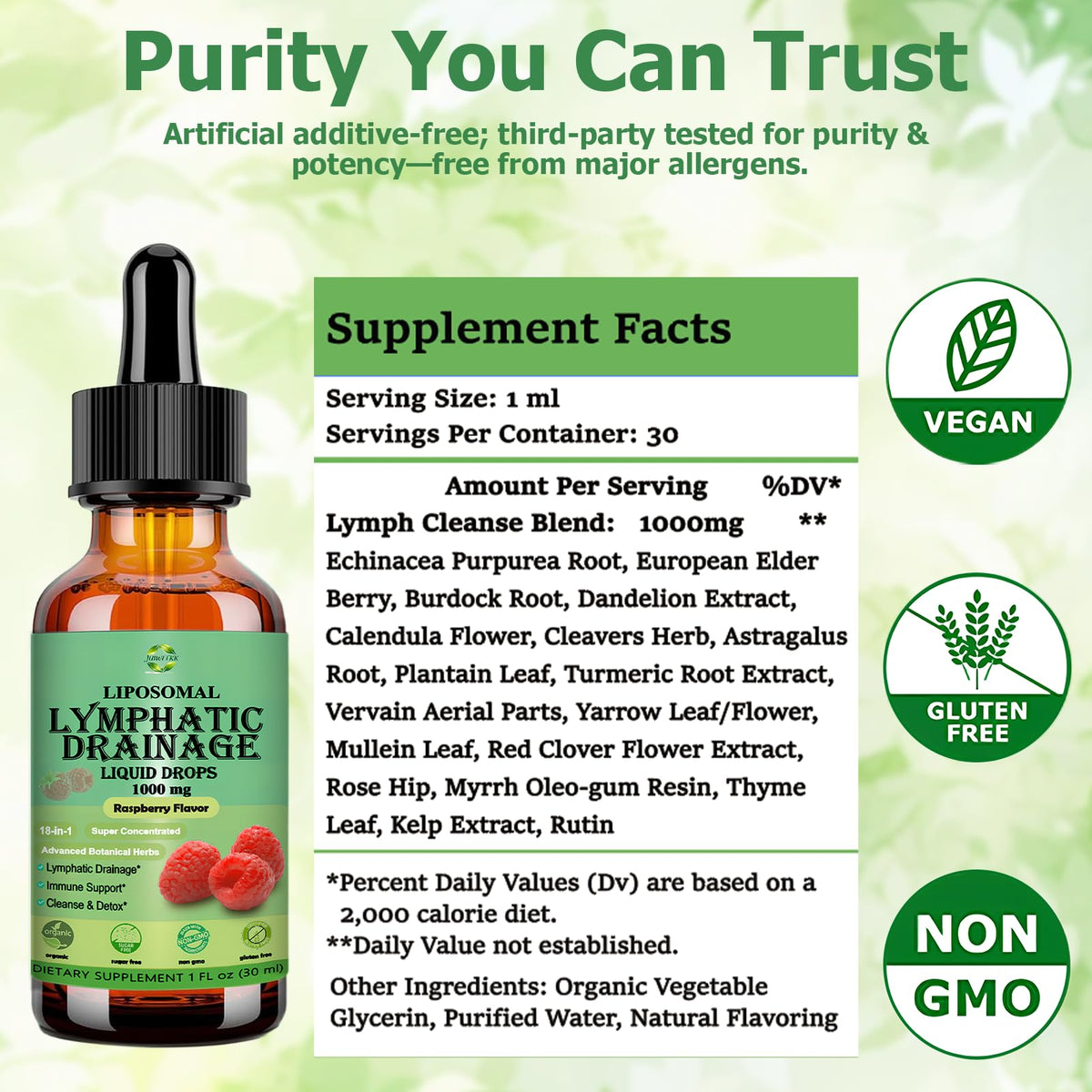 Lymphatic Drainage Drops, 18-in-1 Herbal Lymph System Support w. Echinacea Elderberry Dandelion Burdock Root Cleavers for Lymphatic Cleanse Detox Immune Support, Liposoaml for Max Absorption JUIWEFKK buy supplements Au