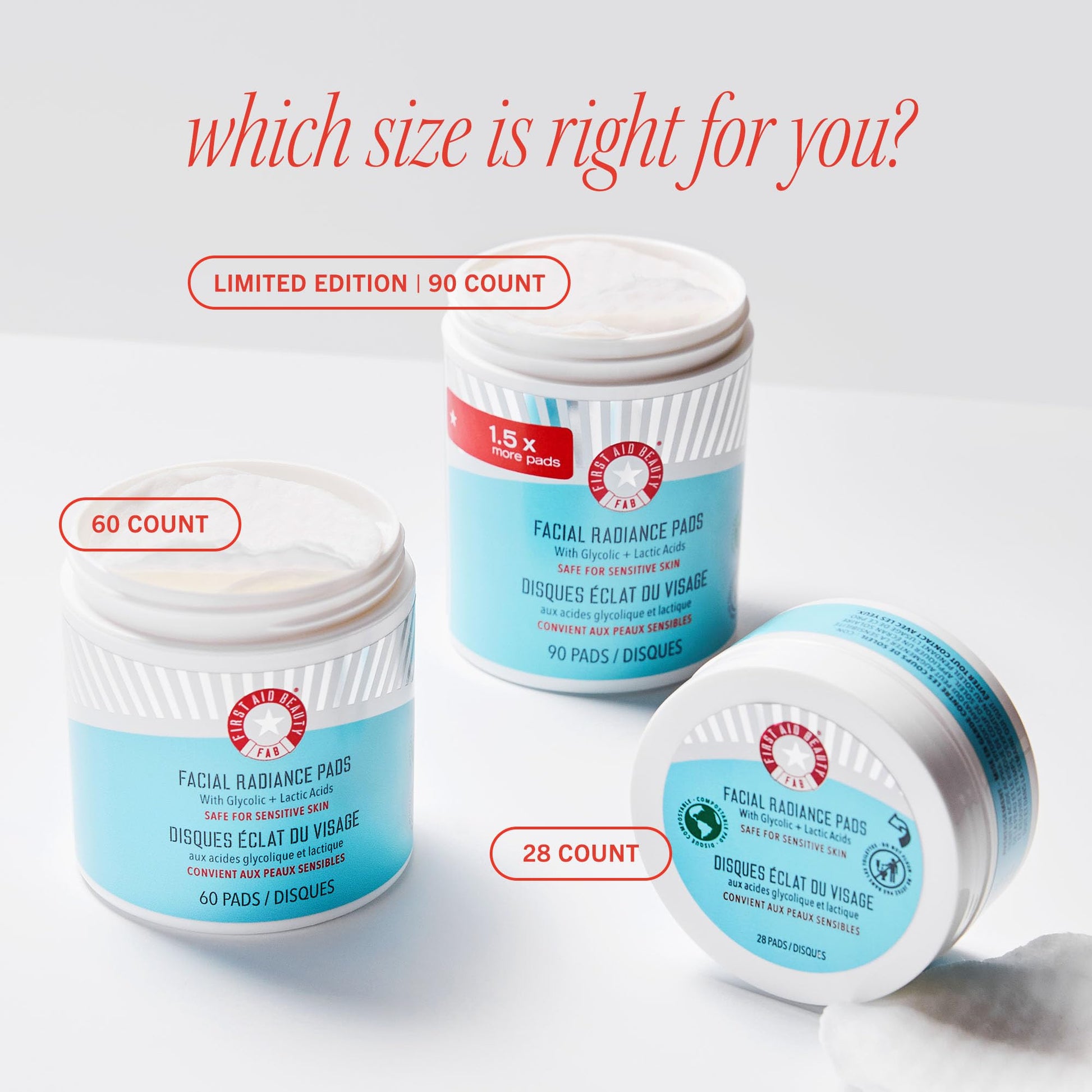 First Aid Beauty - Facial Radiance Pads with Glycolic & Lactic Acids, Daily Exfoliating Pads with AHA, Visibly Smaller Pores, Help Tone & Brighten Skin, One-Step Makeup Prep, Compostable, 28 First Aid BeautyBuy Supplements Australia