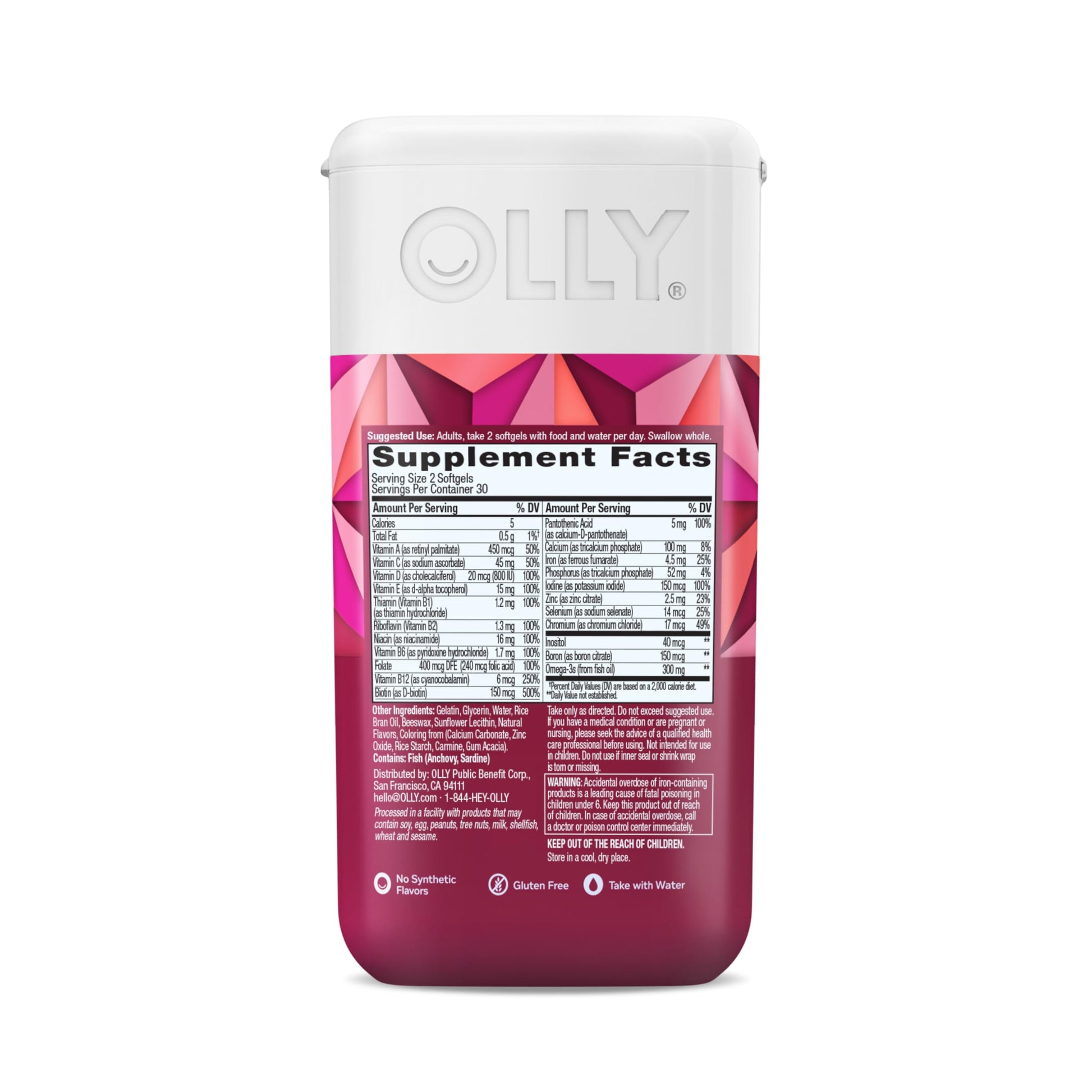 OLLY Ultra Strength Women's Multi Softgels, Overall Health and Immune Support, Omega-3s, Iron, Vitamins A, D, C, E, B12, Daily Multivitamin, 30 Day Supply - 60 Count OLLY buy supplements Au