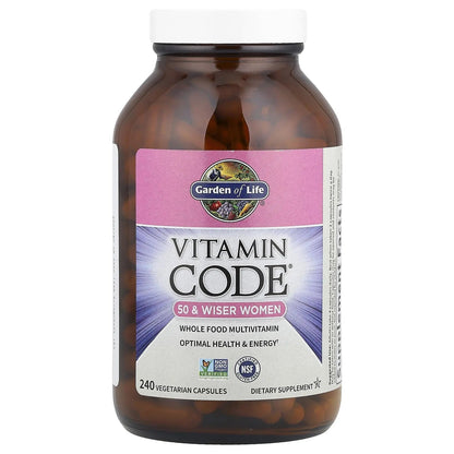 Garden of Life Vitamin Code Multivitamin for Women 50 & Over, B Vitamins, A, C, D3, E & K, CoQ10, Probiotics & Enzymes Garden of Life
