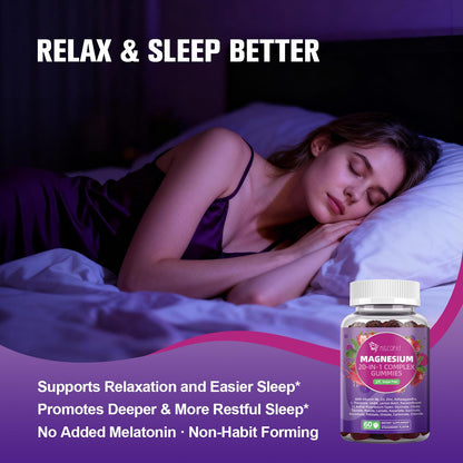Migcopat Magnesium Complex Gummies, 20 in 1 Magnesium Gummy with Glycinate Citrate Malate Taurate - Ashwagandha, L-Theanine, D3&Zinc for Relaxation, Sleep, Muscle&Heart Support, Strawberry, 60 Cts Migcopat buy supplements Au
