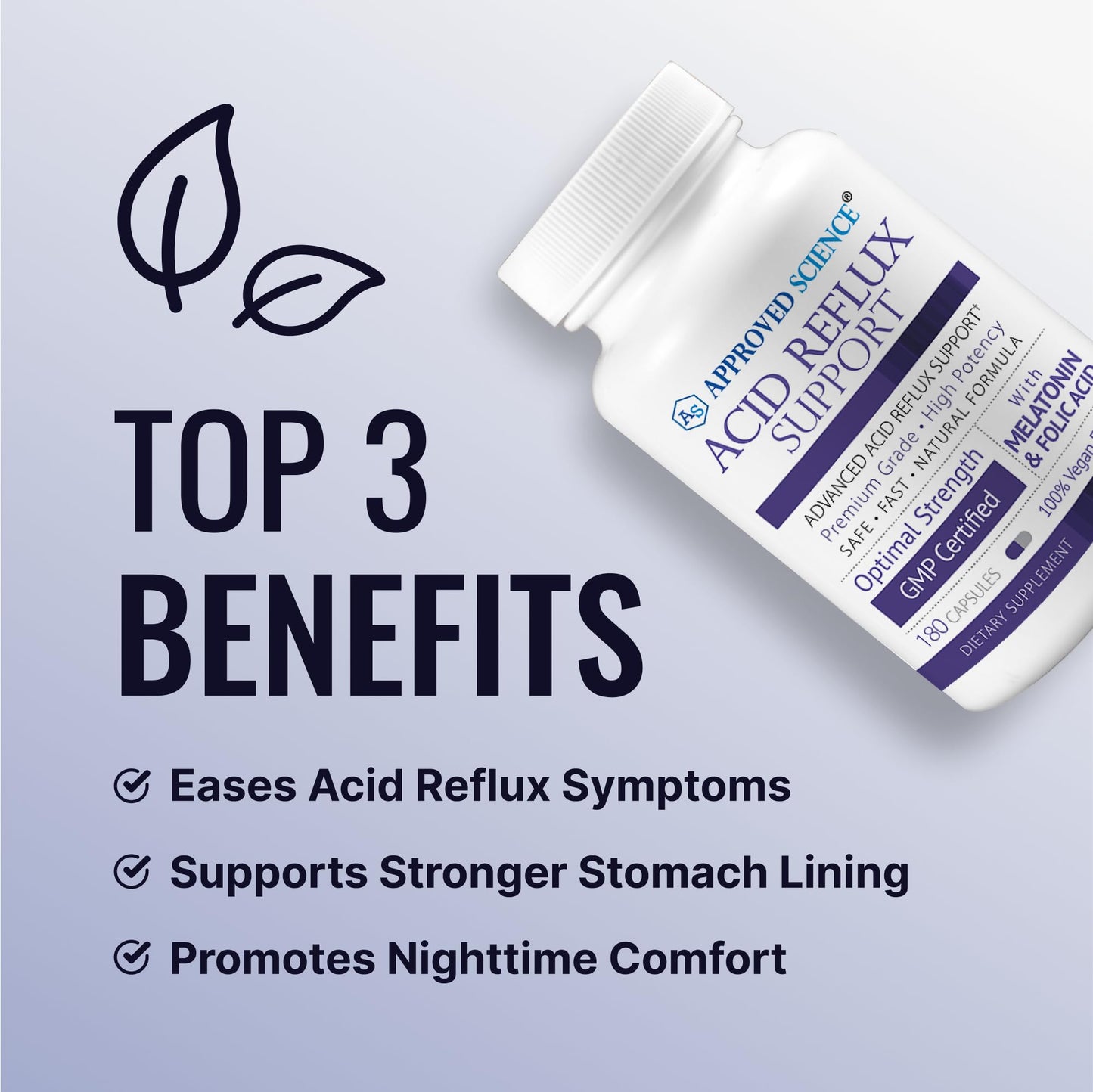 Approved Science® Acid Reflux Support - with Melatonin, Marshmallow Root, L-Taurine -180 Capsules - Vegan Approved Science buy supplements Au
