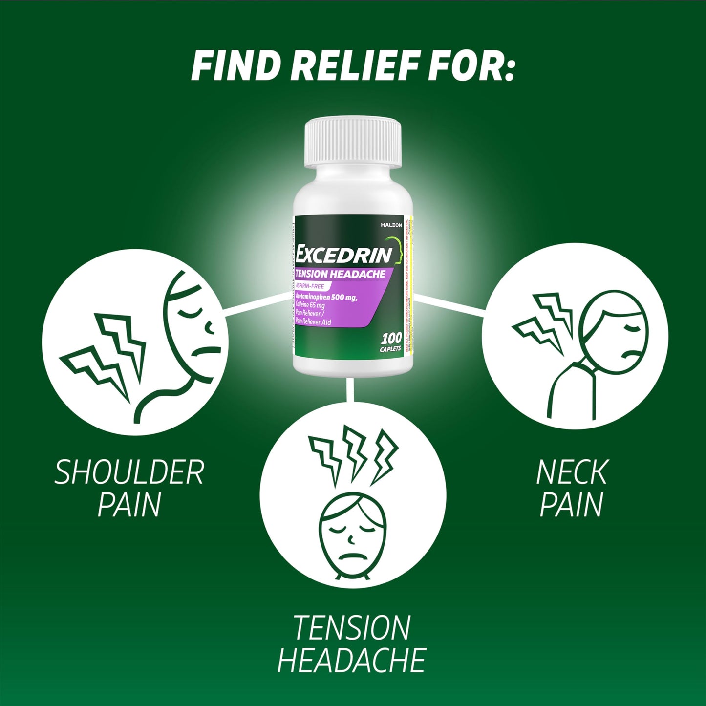 Excedrin Tension Headache Relief Caplets, Acetaminophen 500mg, Caffeine 65mg, Pain Reliever, Aspirin-Free, 100 Count Excedrin buy supplements Au