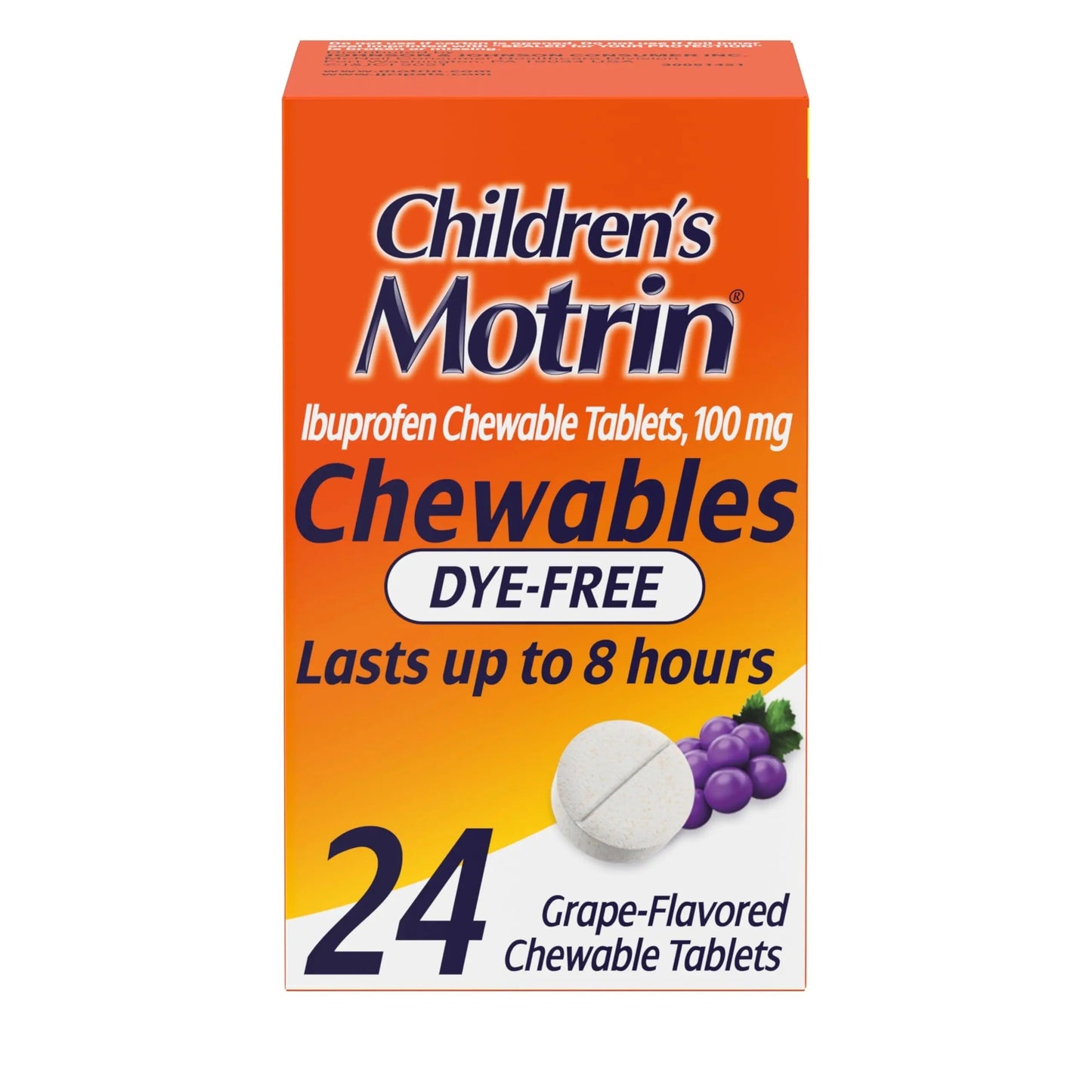 Motrin Children's Dye-Free Chewable Tablets with Ibuprofen, Kids' Fever Reducer & Pain Reliever for Sore Throat, Fever, Toothache & Pain Relief, Grape Flavor, 24 Ct MotrinBuy Supplements Australia