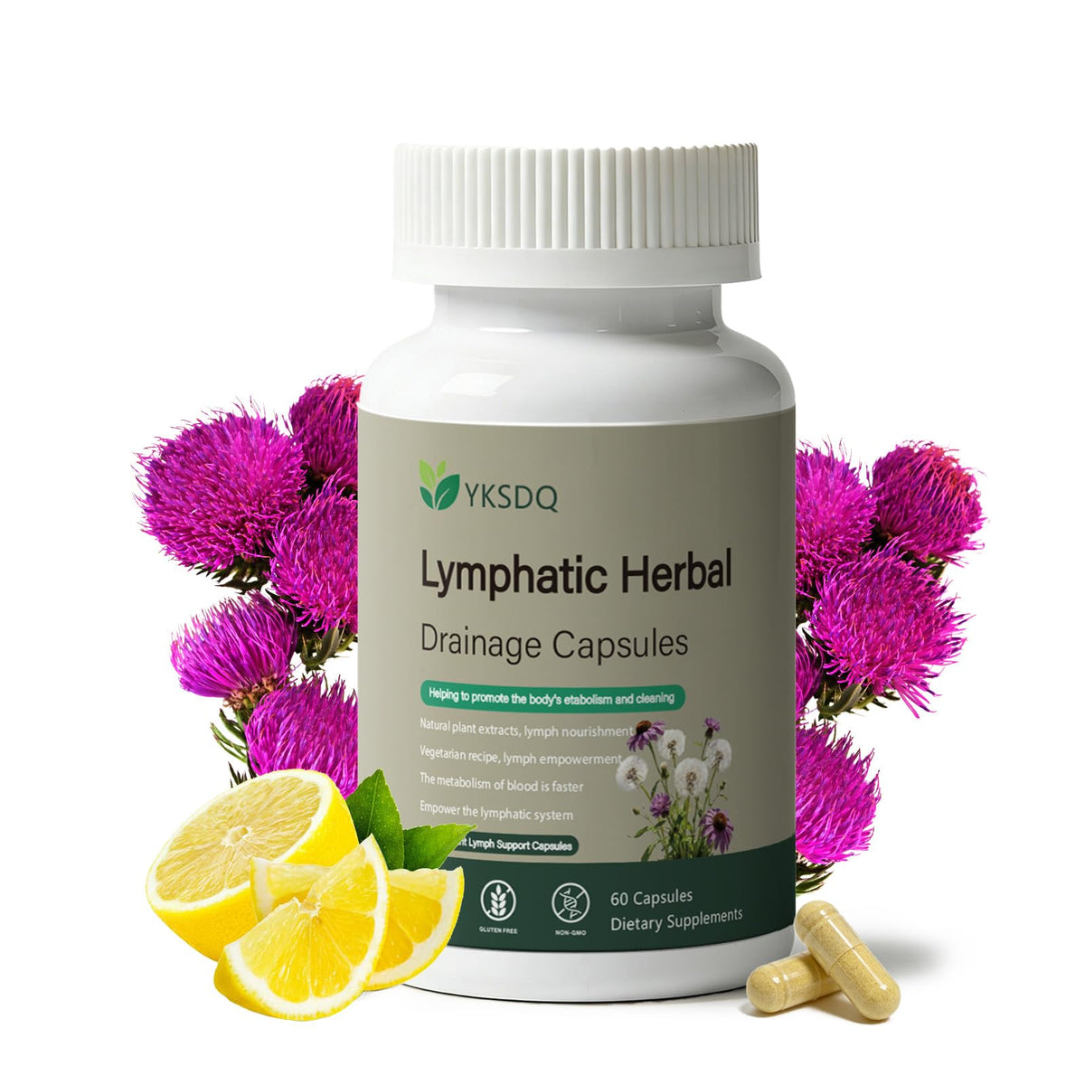 PKQLQ Lymph Drainage Capsules | Natural Detoxification Help Maintain the Healthy Fluid Balance of Both Women and Men, Promote Blood Virculation and Maintain Good Health. 60 Capsules (1) PKQLQ buy supplements Au