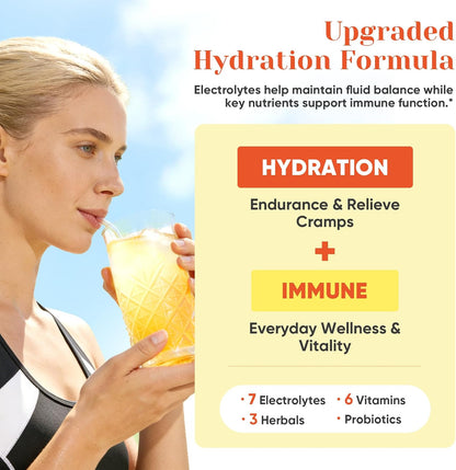 Venture Pal 2-in-1 Hydration Electrolytes Bundle – Gut Health + Immune Support Powder Packets, 7 Electrolytes, Vitamins & Probiotics, Elderberry, Turmeric, Sugar Free Drink Mix, 32 Sticks
