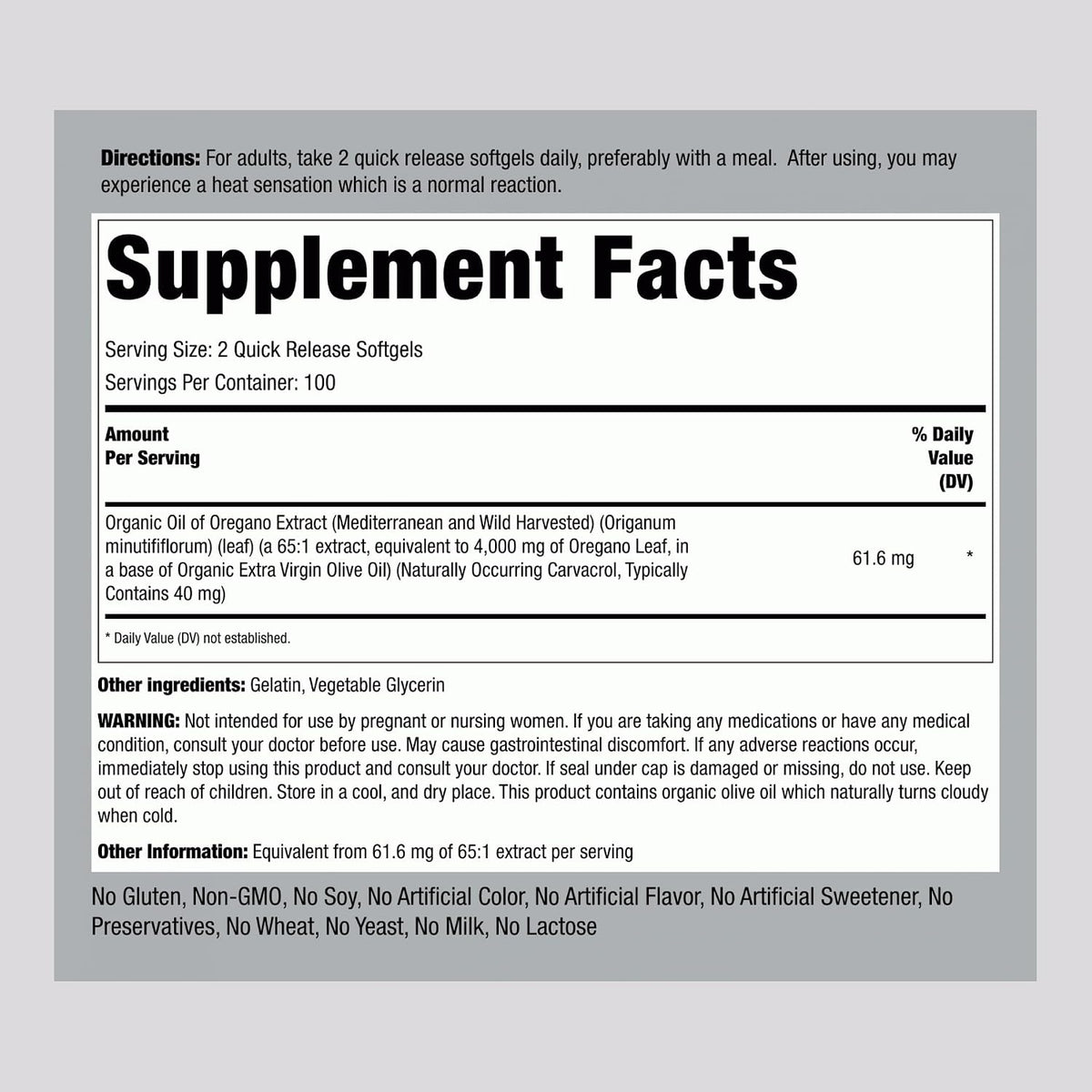 Piping Rock Oregano Oil Softgel Capsules | 200 Pills | Herbal Extract Supplement | Wild Harvested | Non-GMO, Gluten Free