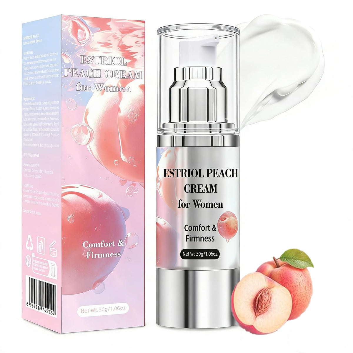 Bioidentical Estriol Cream for Women, Intimate Moisturizing Cream for Vaginal Dryness & Discomfort, Menopause Support (Peach Flavor) WJunHua buy supplements Au