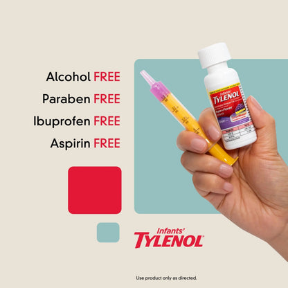 Infants' Tylenol Oral Suspension Liquid Medicine with Acetaminophen, Baby Fever Reducer & Pain Reliever for Minor Aches & Pains, Sore Throat, Headache & Toothache, Grape Flavor, 1 fl. oz TylenolBuy Supplements Australia