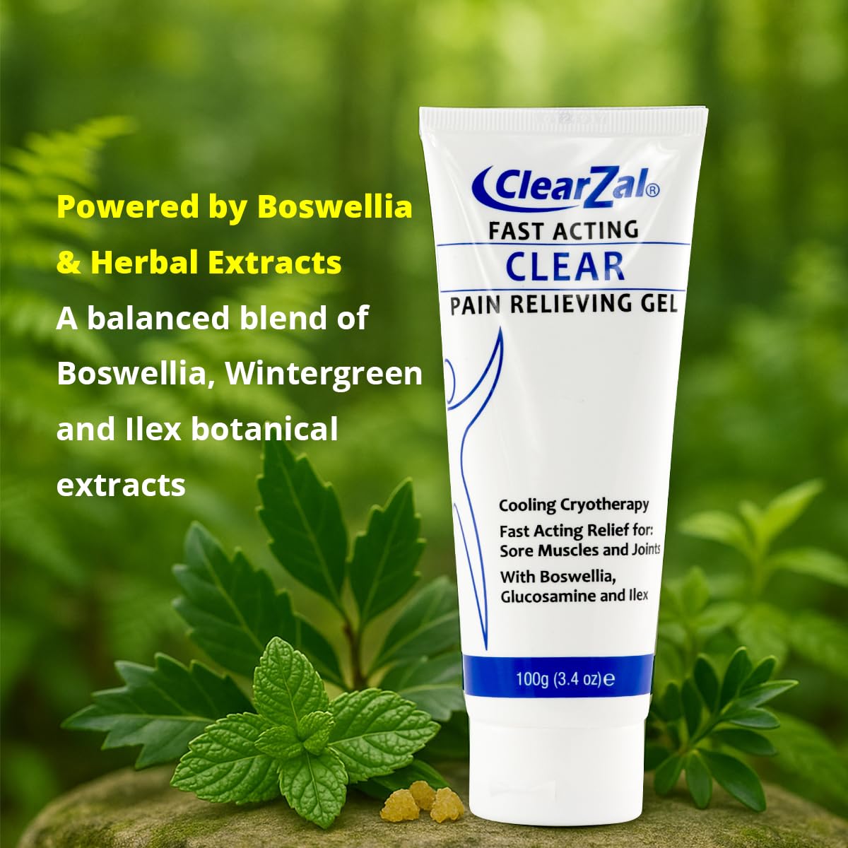 ClearZal Fast Acting Clear Pain Relieving Gel with Cooling Cryotherapy, Boswellia and Glucosamine for Sore Muscles and Joints, Soothing Cooling Gel 3.4 oz ClearzalBuy Supplements Australia