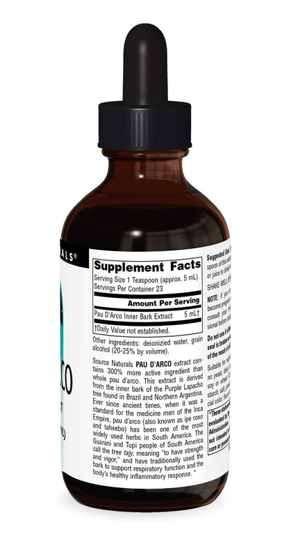 Source Naturals PAU D'Arco Liquid Extract, Support Resriotory Function and the Body's Healthy Inflammatory Response* | Dietary Supplement |1 Bottle | 4 Fluid oz. Source NaturalsBuy Supplements Australia