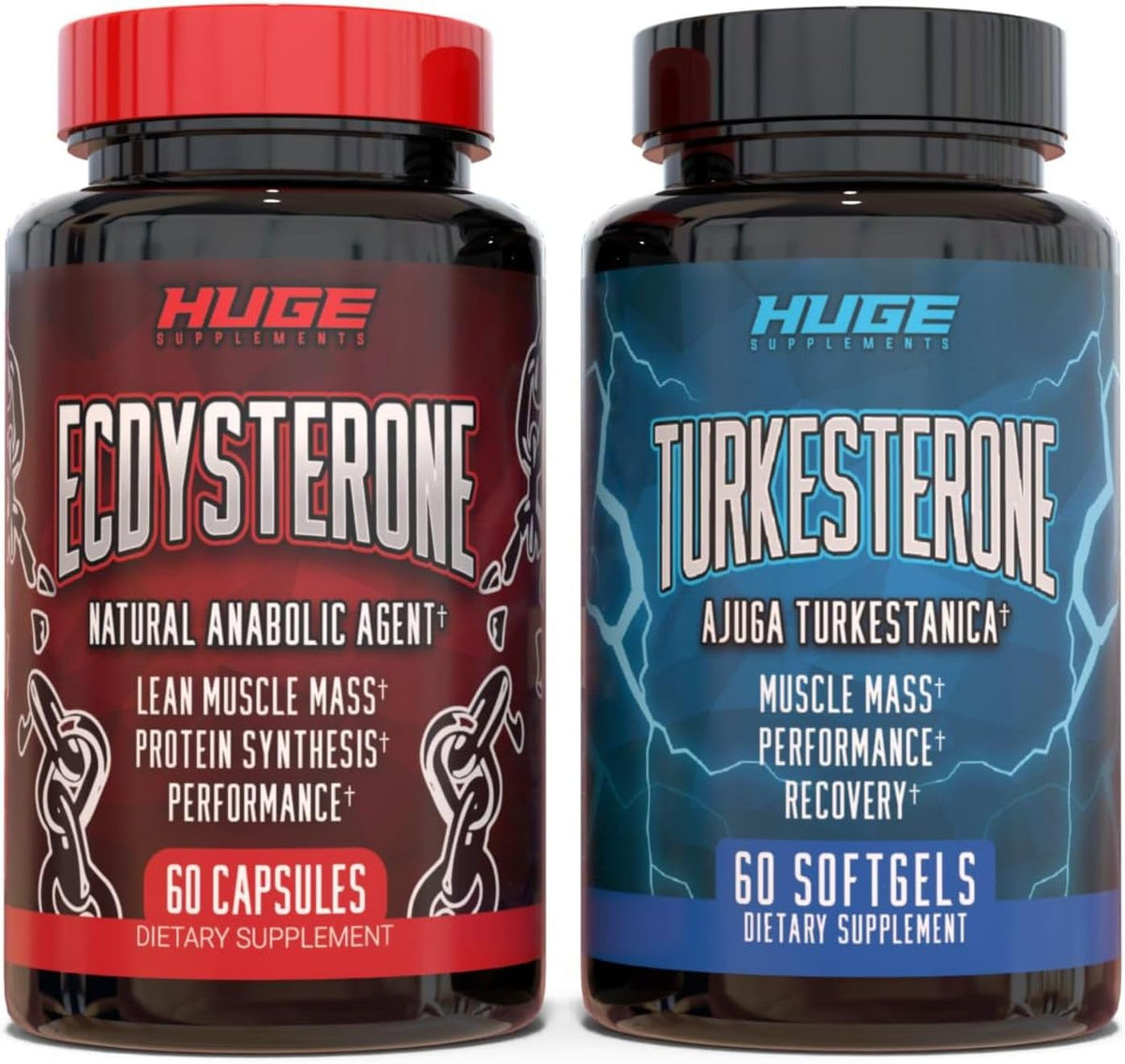 Huge Supplements Turkesterone & Ecdysterone Stack, Build Muscle & Strength, Enhanced Absorption Technology (60 Servings)