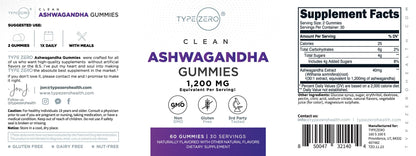 Type Zero Ashwagandha Gummies 60 Gummies for 30 Servings Per Bottle - Ashwagandha Herbal Extract Supplement, Gluten Free, GMO Free Type Zero buy supplements Au