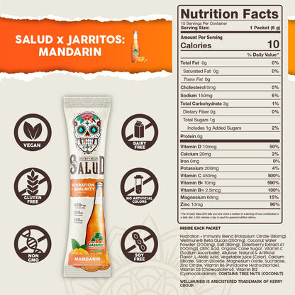 Salud 2-in-1 Hydration + Immunity Drink Mix, Cucumber Lime | Electrolytes Powder, Agua Fresca, Elderberry, Dairy & Soy Free, Non-GMO, Gluten Free, Vegan, 1g Sugar (15 Servings)