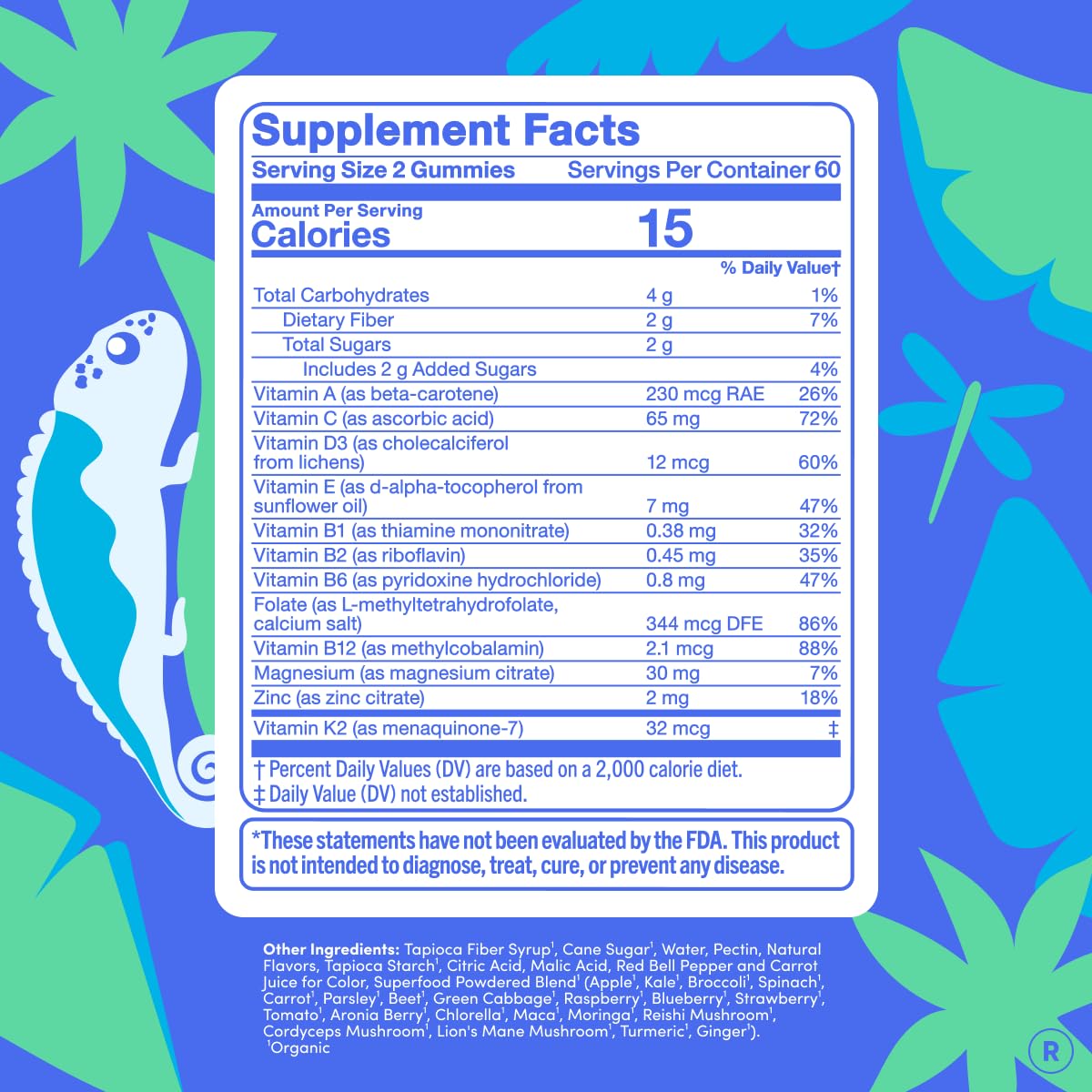 FIRST DAY Teen Multivitamin Gummy with Organic Fruit & Veggie Blend, 60 ct. | Vegan teen vitamins for ages 13-18 with 12 key nutrients, methylfolate, magnesium and zinc; 2 daily, 30-day supply.