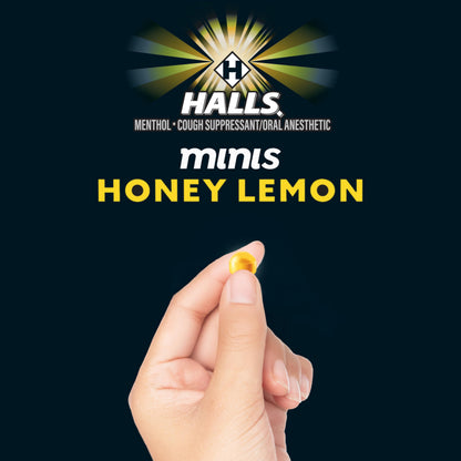Halls Minis Honey Lemon Flavor Sugar Free Cough Drops, 48 Drops