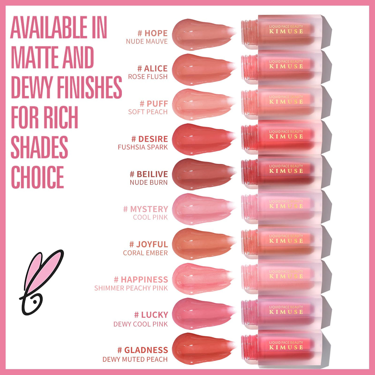 KIMUSE Liquid Blush, Long-Wearing Pigmented Soft Cream Face Blush, Waterproof, Smudge Proof, Dewy Finish KIMUSEBuy Supplements Australia