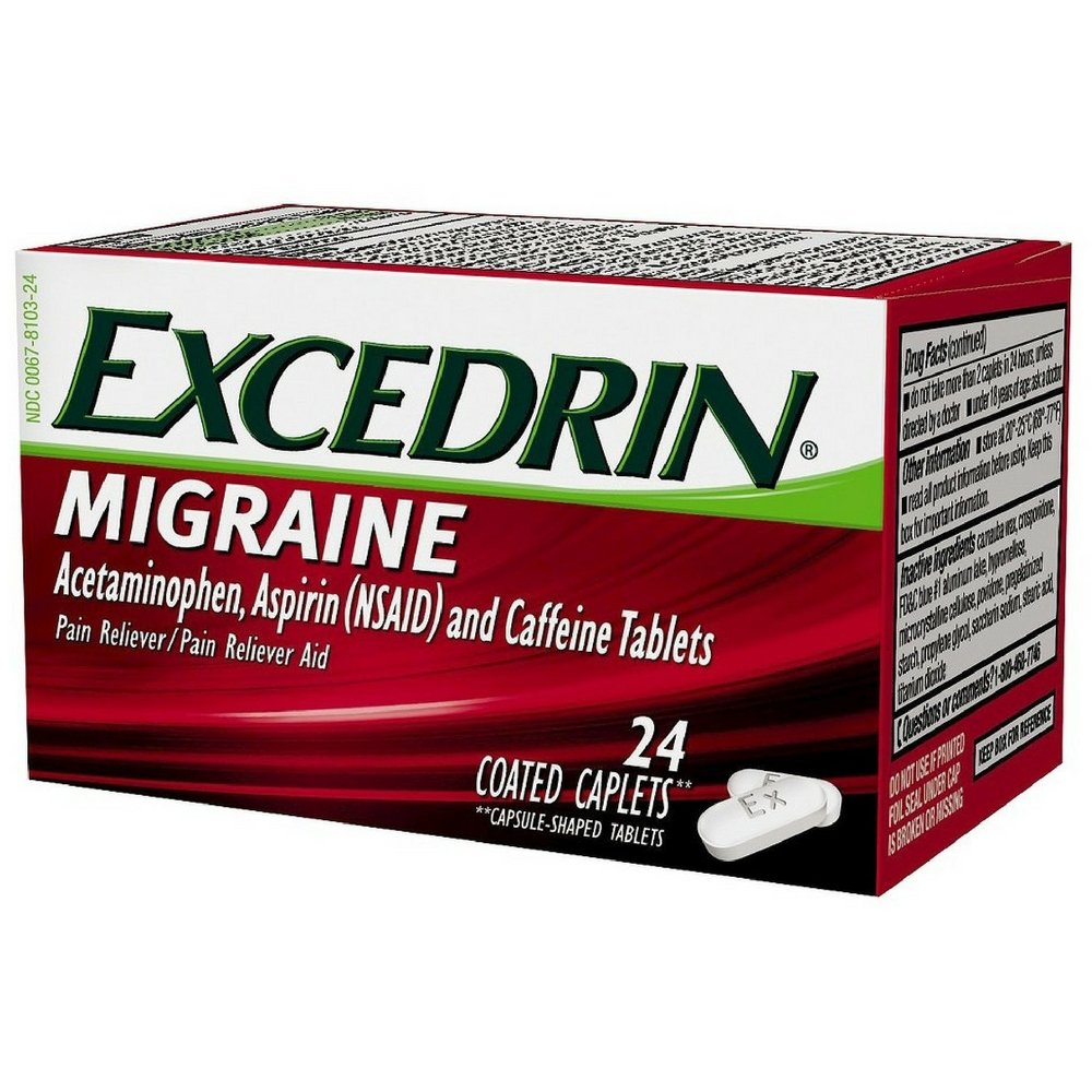 Excedrin Migraine Relief Caplets for Migraine Symptoms, Acetaminophen 250mg, Aspirin 250mg, Caffeine 65mg, Pain Reliever, 24 Count Excedrin buy supplements Au