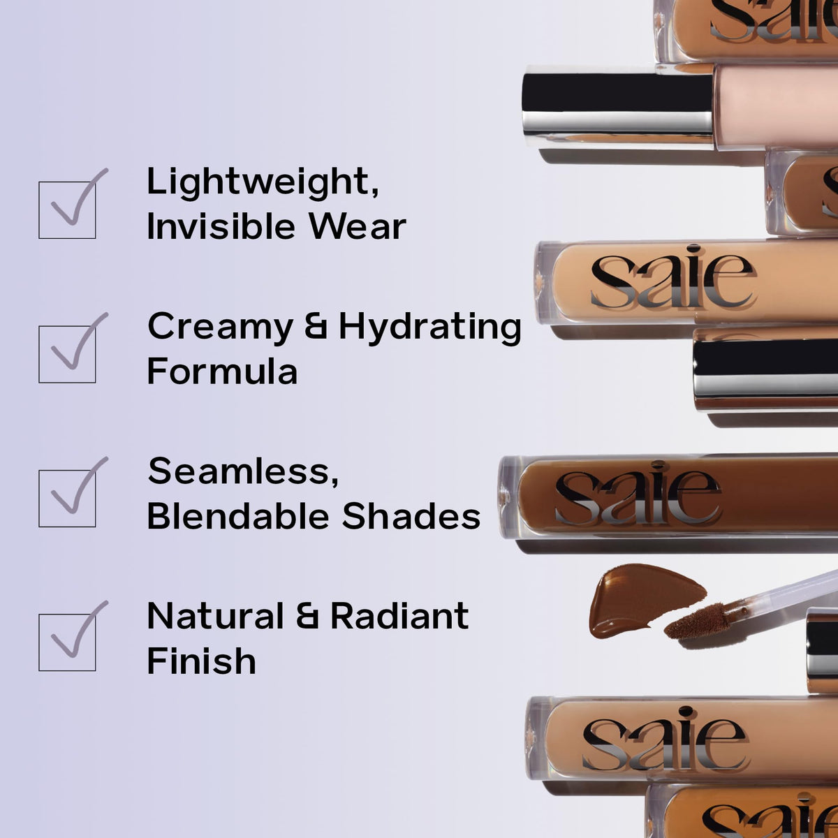 Saie Hydrabeam Under Eye Brightener - Sheer + Hydrating Concealer with Glycerin, Squalane + Cucumber Extract - Brightening Under Eye Concealer + Corrector for Even, Glowing Skin - Shade 6 (0.2 oz) SaieBuy Supplements Australia