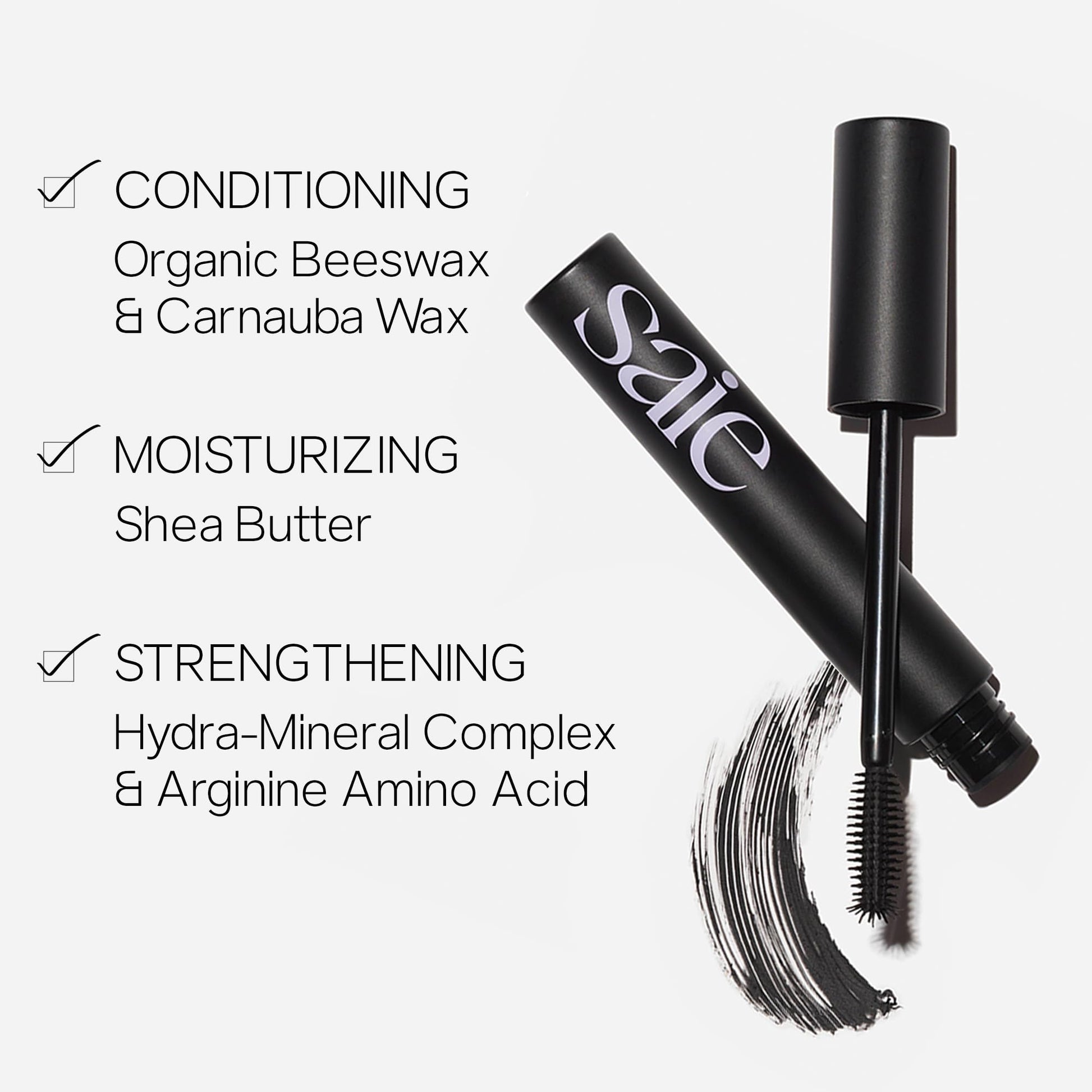 Saie Mascara 101 - Lash Lengthening Mascara for Thick, Bold, Lifted Lashes - Buildable Eye Makeup Formulated to Strengthen and Condition with Rich Nutrients - Black (0.31 oz) SaieBuy Supplements Australia