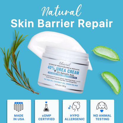 Ebanel Bundle of 40% Urea Cream 3-Pack and Callus Remover Gel