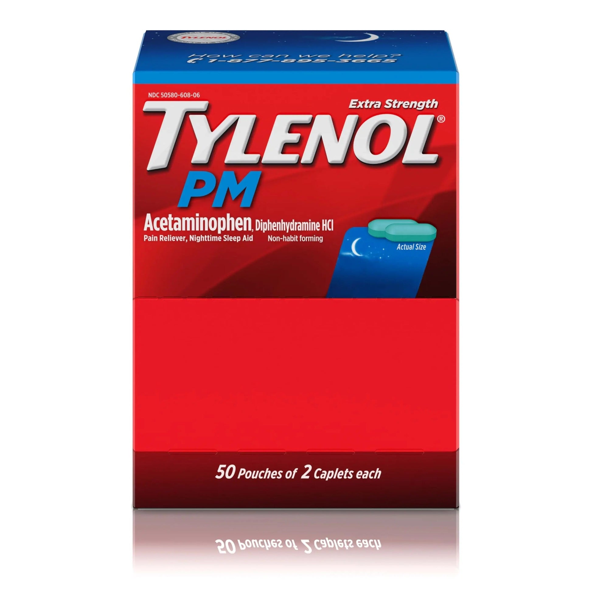 Tylenol PM Extra Strength Nighttime Pain Reliever Sleep Aid Caplets with Acetaminophen & Diphenhydramine HCl, Relief for Nighttime Aches & Pains, Travel Size, 50 Packs of 2 Caplets TylenolBuy Supplements Australia