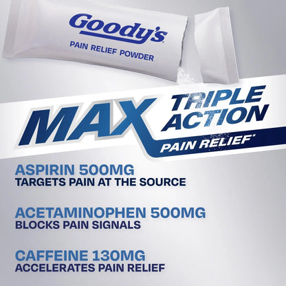 Goody’s Max Triple Action Pain Relief – Headache Relief Powder with Acetaminophen, Aspirin & Caffeine for Fast, Effective Relief of Tough Headaches, Tropical Citrus, 16 Count Goody'sBuy Supplements Australia