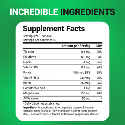 Dr. Berg Natural Vitamin B1 B6 B12 Complex - Allithiamine Vitamin B1 Supplement with 8 Essential Vitamin B Complex for Men & Women Including Thiamin, Niacin, Folate, Magnesium & More - 60 Capsules Dr. Berg NutritionalsBuy Supplements Australia