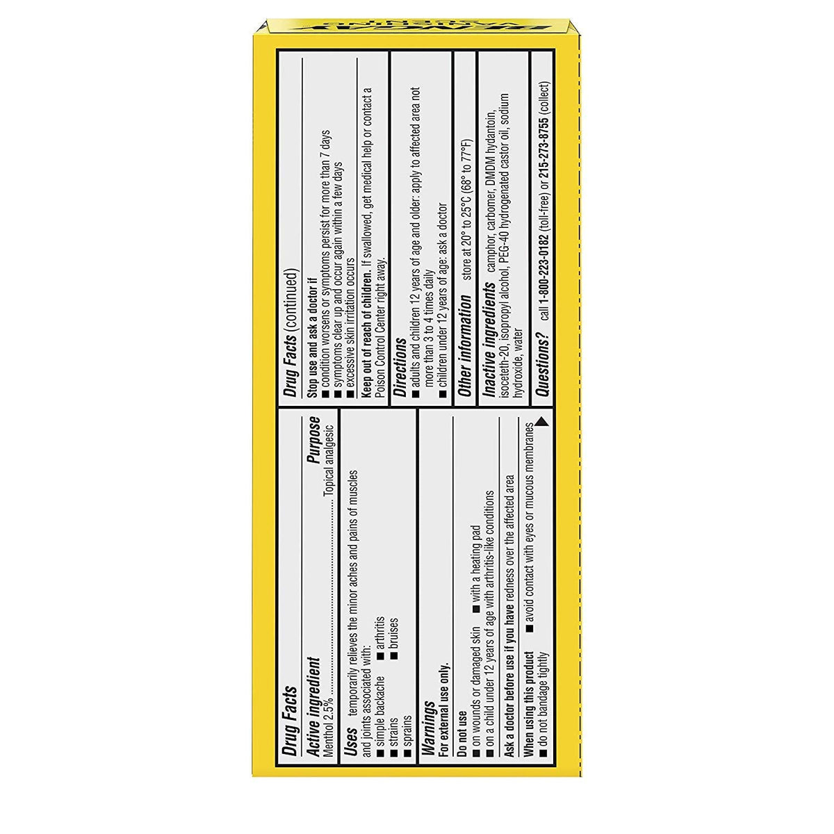 Bengay Menthol 2.5% Topical Analgesic Gel Vanishing Scent 2oz BengayBuy Supplements Australia